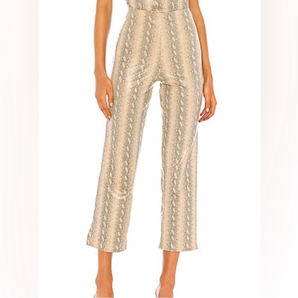 FLYNN SKYE Women’s Liam Pant Mocha Skin Snakeskin Small Ankle Cropped Y2K Animal